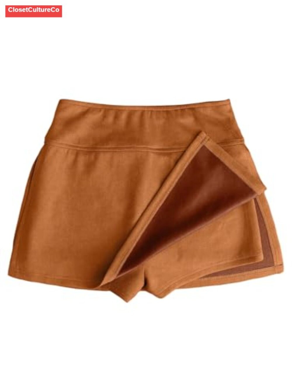 High Waist Faux Suede Mini Skort Side Split Bodycon Skirt